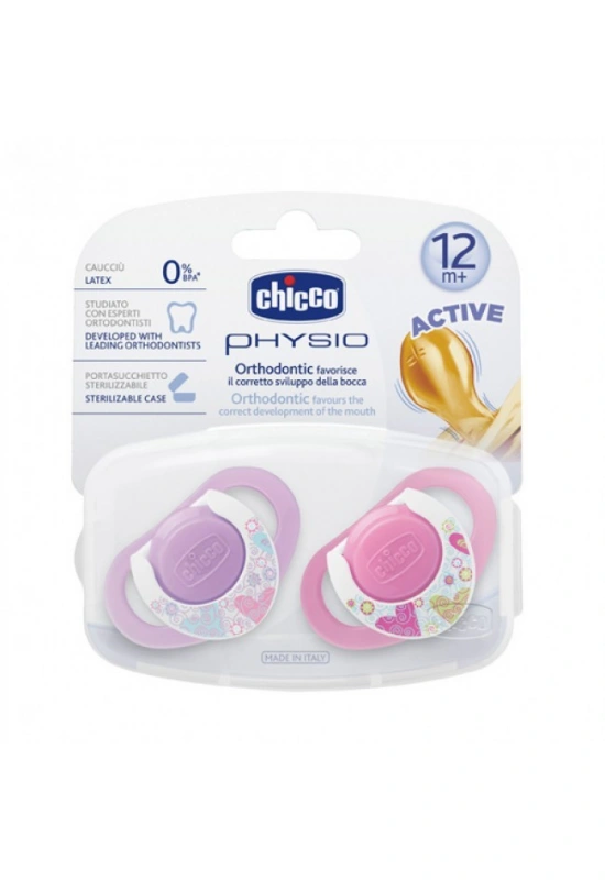 Chicco 2 li Physio Kauçuk Emzik 12 ay+ Kız