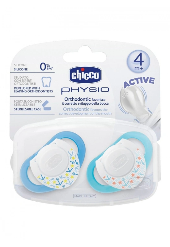 Chicco Physio Silikon Emzik 4m+ 2li - Mavi