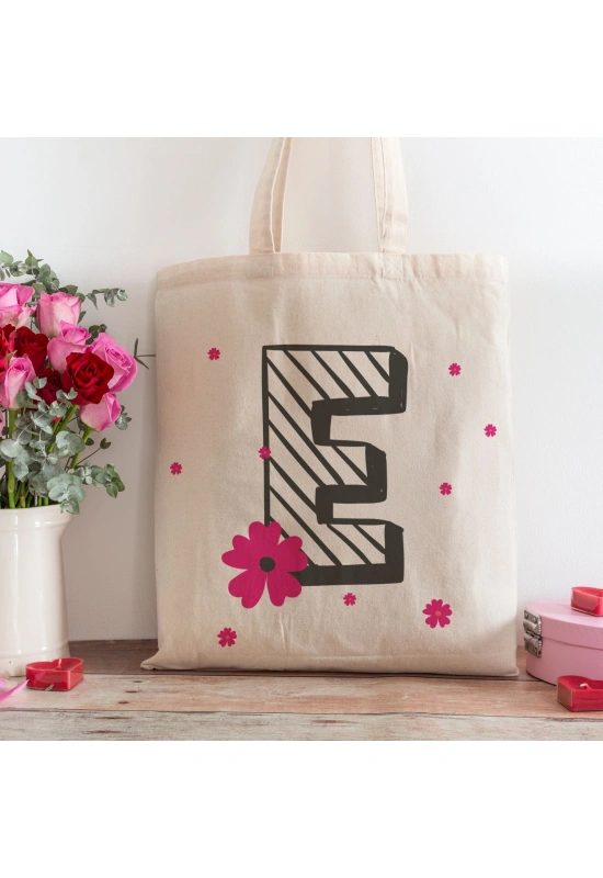 E Harfi Tasarımlı Alışveriş Plaj Bez Çanta