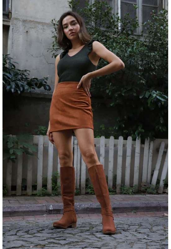 Fırfır Detaylı Triko Bluz - HAKİ