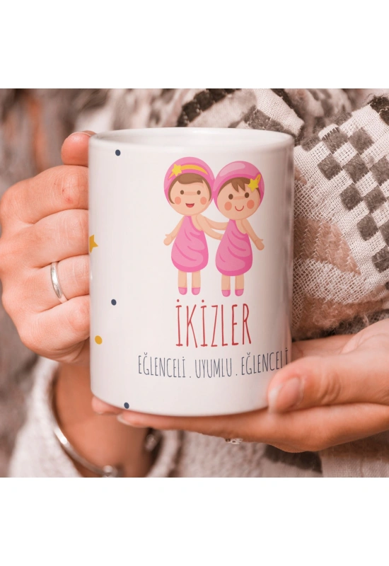 İkizler Burcu Özel Sevimli Beyaz Kupa Bardak
