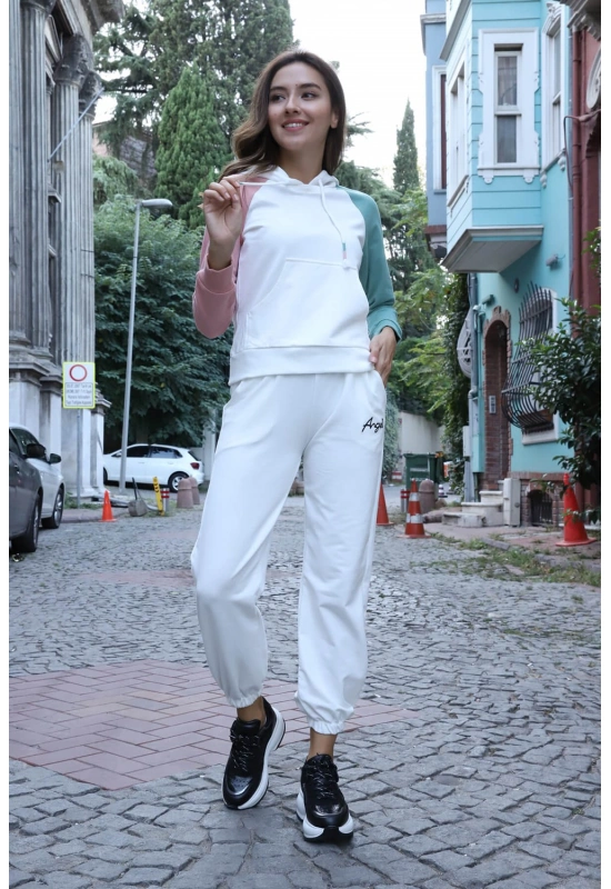 Kanguru Cepli Sweatshirt - BEYAZ