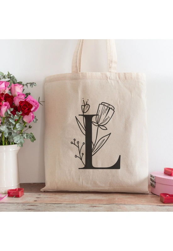 L Harfi Tasarımlı Alışveriş Plaj Bez Çanta