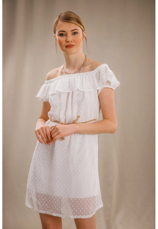 Madonna Yaka Elbise - BEYAZ