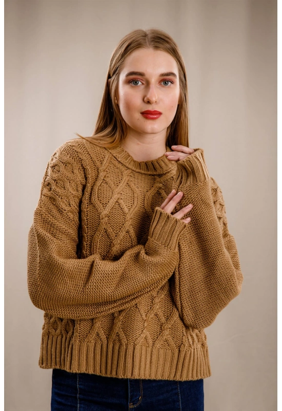 Örgü Kazak-KAHVERENGİ