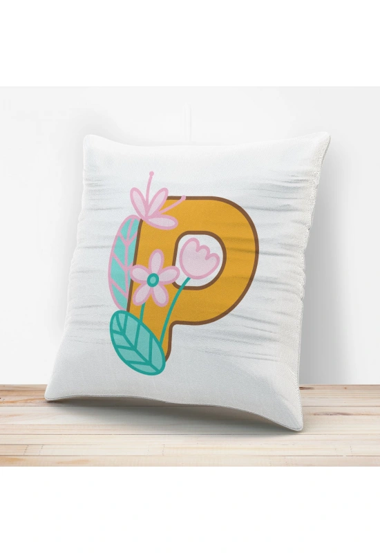 P Harfi Tasarımlı Yastık Kılıfı