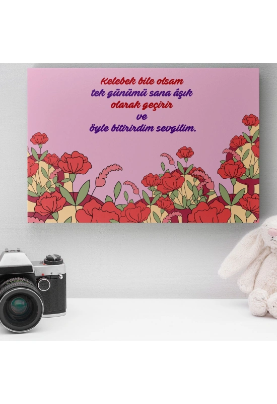Romantik Tasarımlı Mini Kanvas Tablo - No1