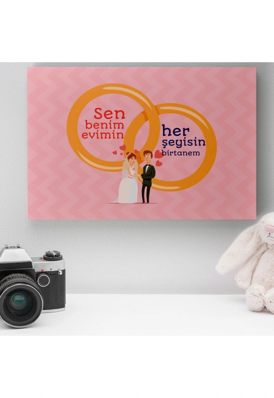 Romantik Tasarımlı Mini Kanvas Tablo - No7