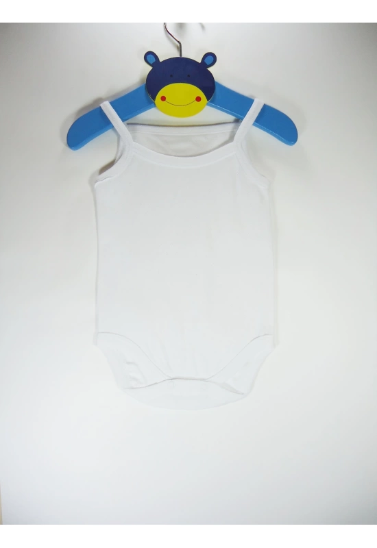 Sema Bebe Jakarlı ip Askılı Badi (Body) - Beyaz 3-6 Ay
