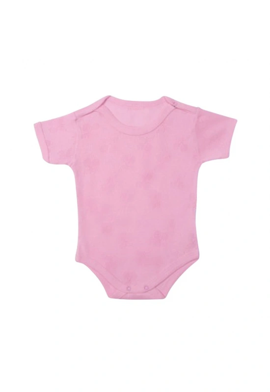 Sevi Bebe Jakarlı Yarım Kollu Body - Pembe 12 Ay