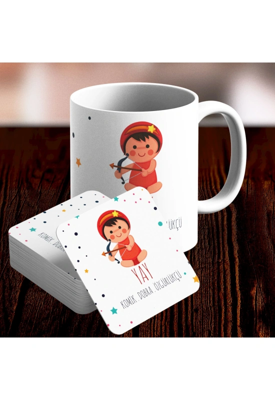 Yay Burcu Özel Sevimli Kupa ve Altlık Seti