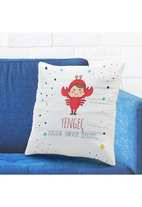 Yengeç Burcuna Özel Tasarımlı Sevimli Yastık Kılıfı
