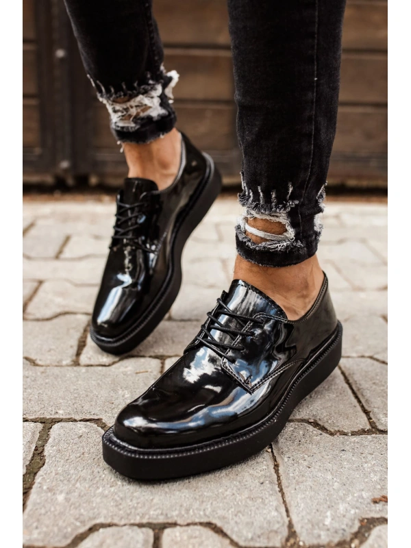 CH001 Rugan Siyah Taban Erkek Ayakkabı SIYAH