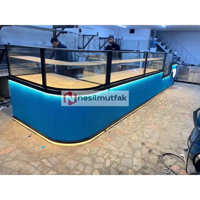 Baklava Tezgahı ve Pasta Dolabı Mavi Model
