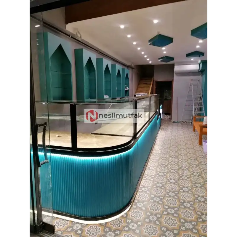 Baklava Tezgahı ve Pasta Dolabı Mavi Model