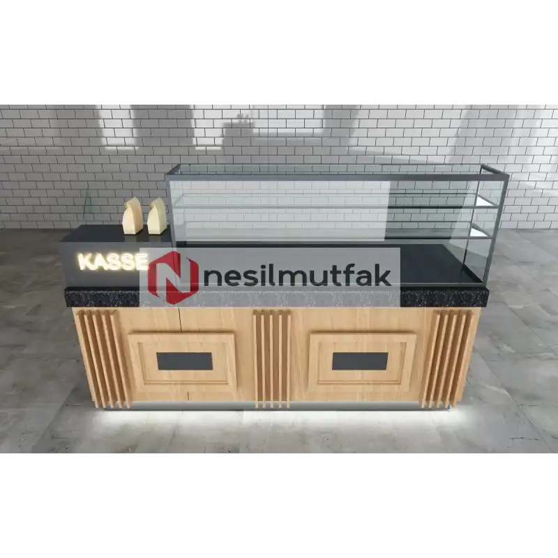 Böreklik ve Baklava Tezgahı Ön Ahşap Dekorlu