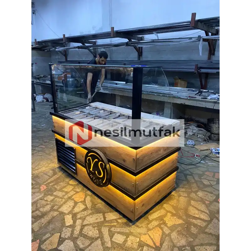 Kahvaltı ve Salatbar Dolabı Ahşap Model