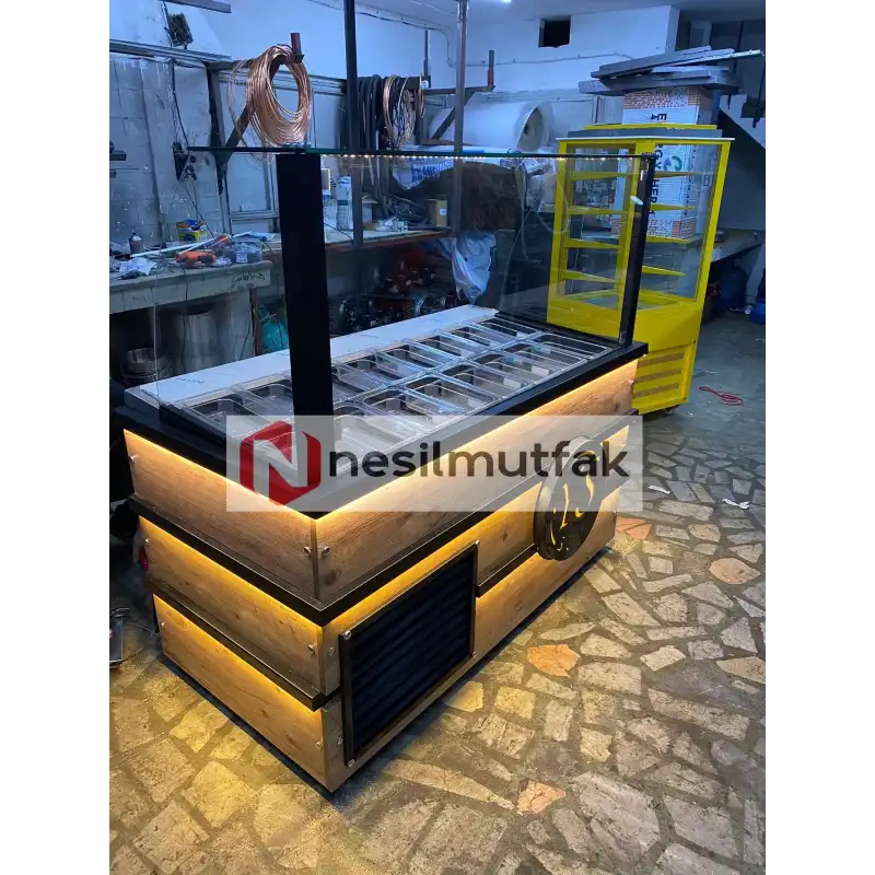 Kahvaltı ve Salatbar Dolabı Ahşap Model