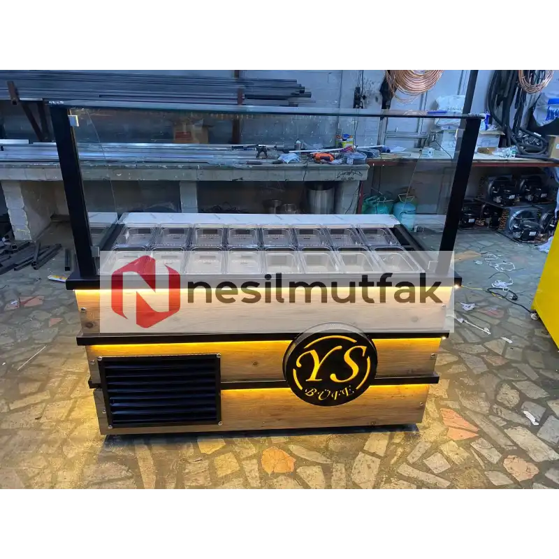 Kahvaltı ve Salatbar Dolabı Ahşap Model