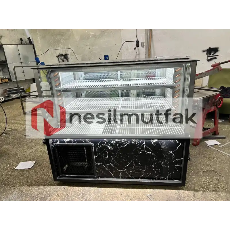 Kebap Teşhir Dolabı Mermer Dekorlu
