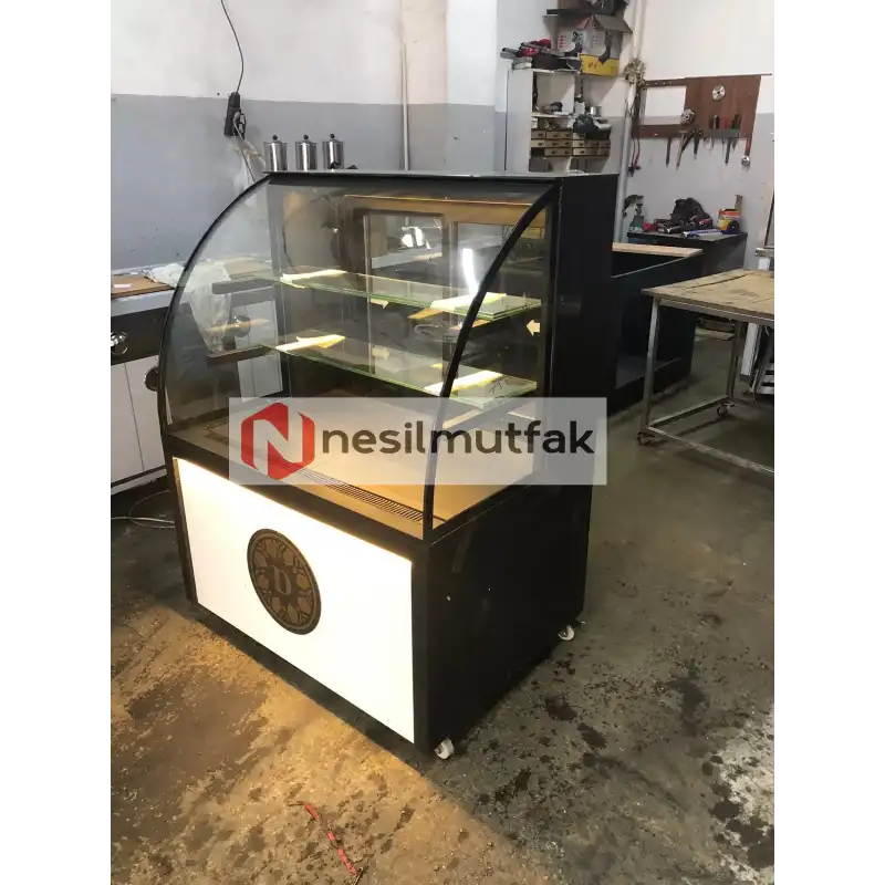 Pasta Dolabı Bombe Camlı Beyaz Model