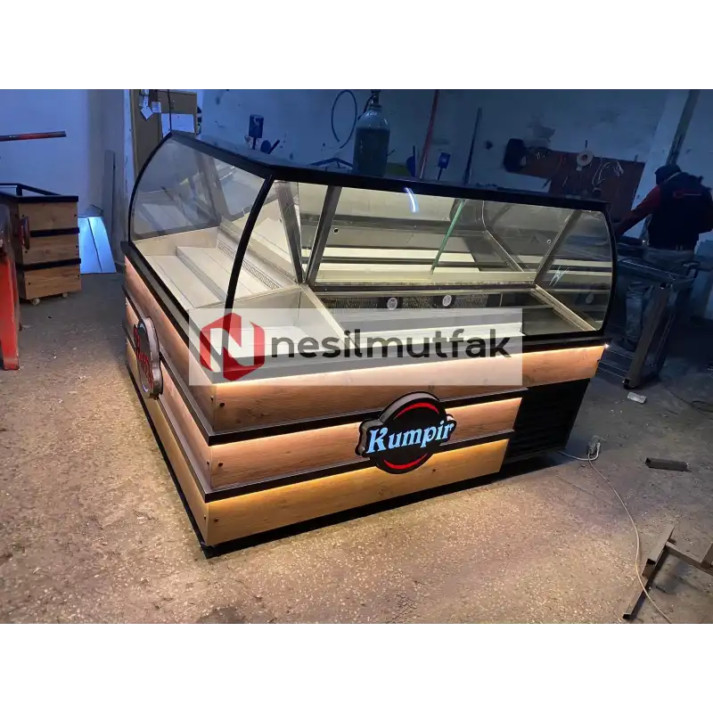 Waffle ve Kumpir Dolabı Ahşap Model