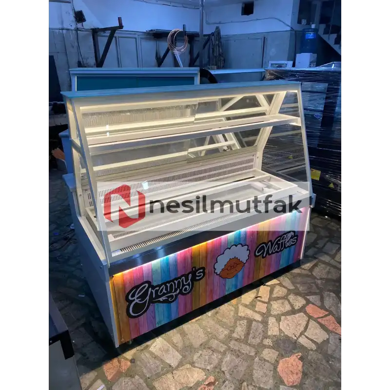 Waffle ve Kumpir Dolabı Yazı Dekorlu Model