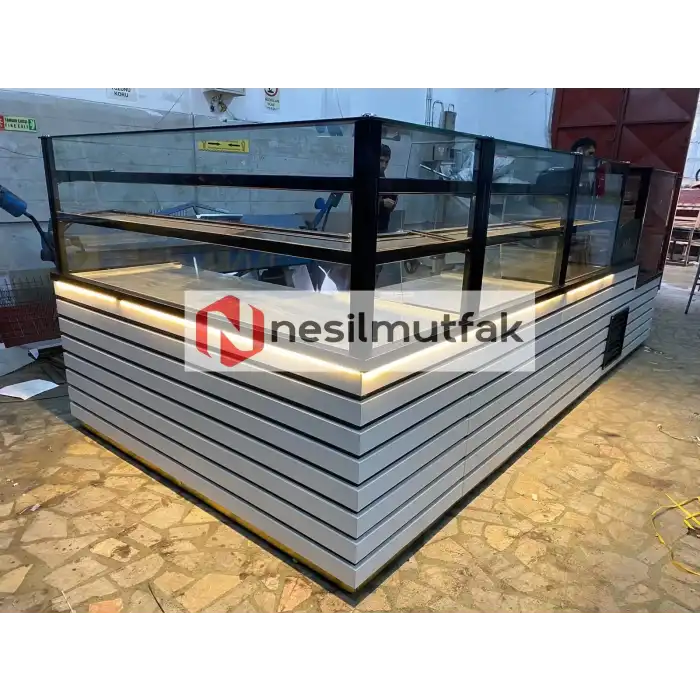 Böreklik Baklava Tezgahı ve Pasta Dolabı Beyaz Set Model