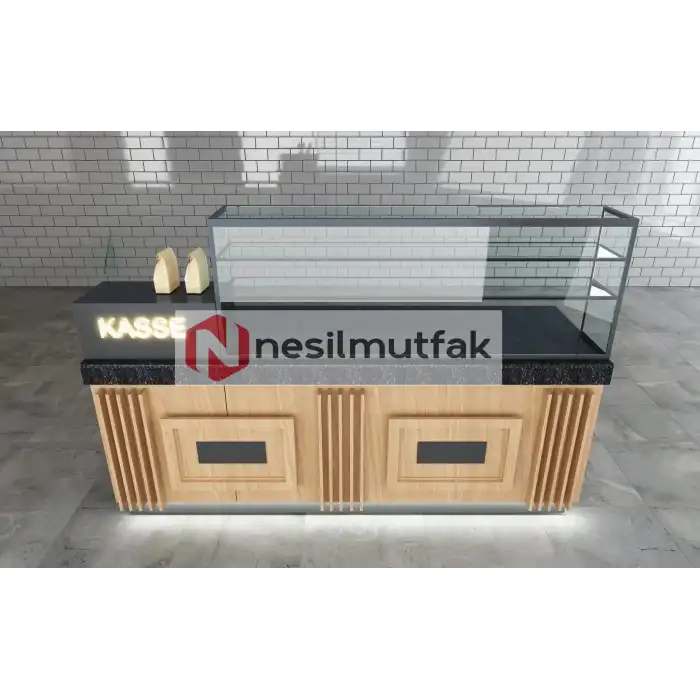 Böreklik ve Baklava Tezgahı Ön Ahşap Dekorlu