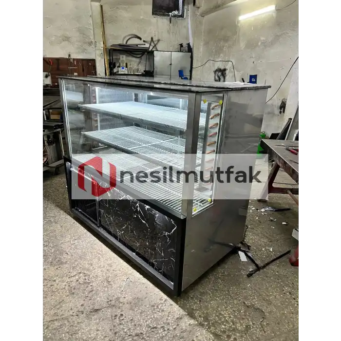 Kebap Teşhir Dolabı Mermer Dekorlu