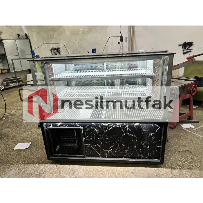 Kebap Teşhir Dolabı Mermer Dekorlu