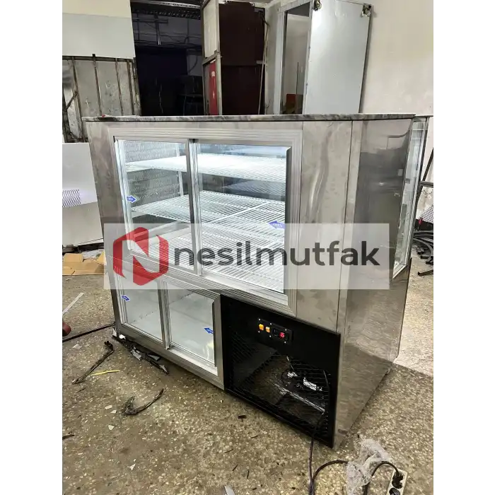 Kebap Teşhir Dolabı Mermer Dekorlu