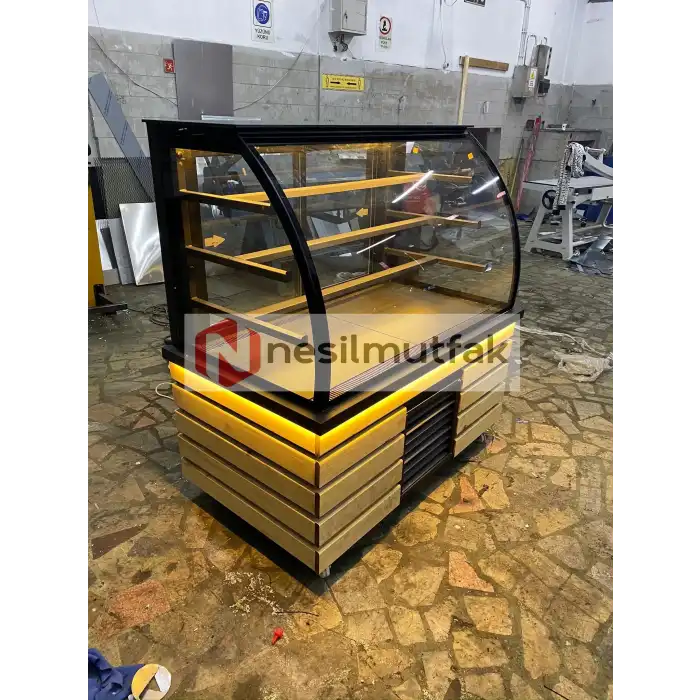 Pasta Teşhir Dolabı Ahşap Dekorlu