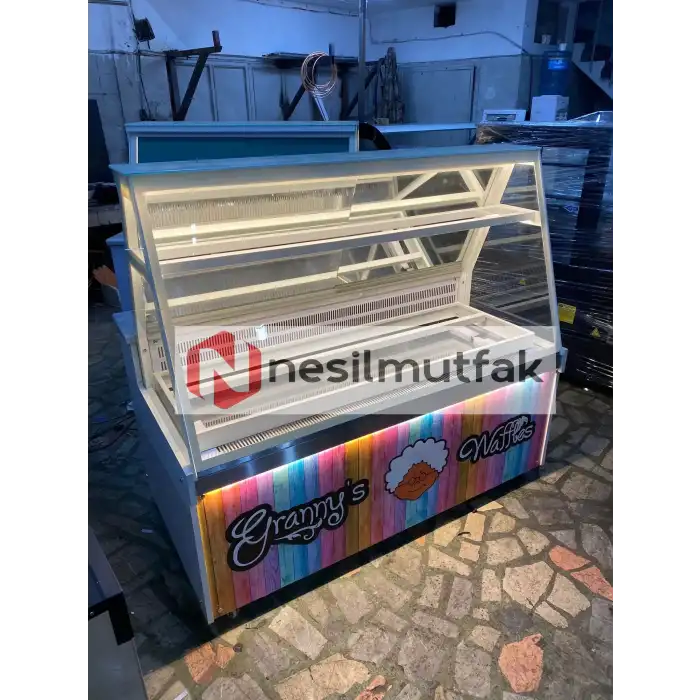 Waffle ve Kumpir Dolabı Yazı Dekorlu Model