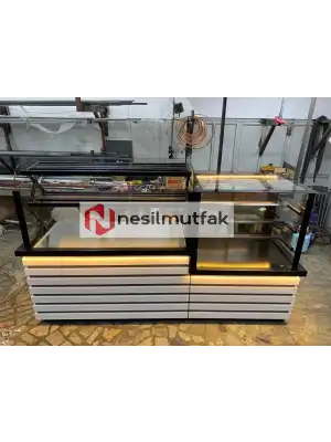 Böreklik Baklava Tezgahı ve Pasta Dolabı Beyaz Model