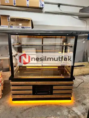 Pasta Tatlı Teşhir Dolabı Ahşap Dekorlu