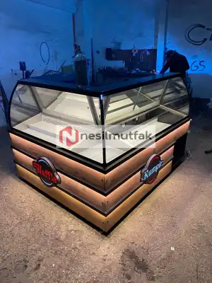 Waffle ve Kumpir Dolabı Ahşap Model