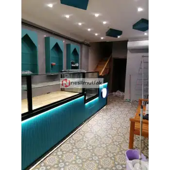 Baklava Tezgahı ve Pasta Dolabı Mavi Model