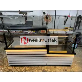 Böreklik Baklava Tezgahı ve Pasta Dolabı Beyaz Model