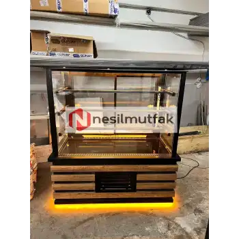 Pasta Tatlı Teşhir Dolabı Ahşap Dekorlu