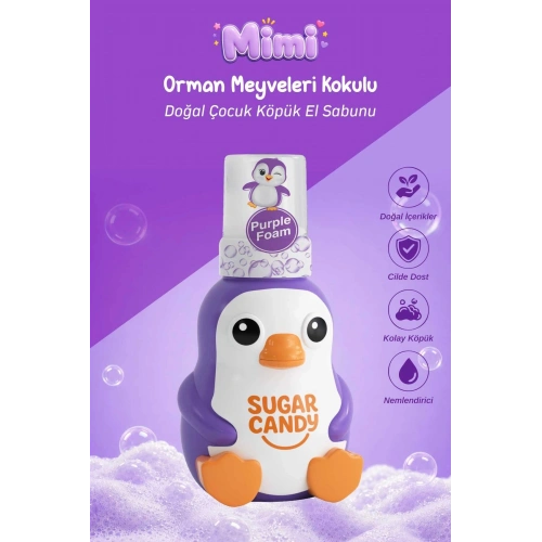 Sugar Candy Orman Meyveleri Kokulu Doğal Vegan Çocuk Köpük El Sabunu MIMI 350 ml Paraben İçermeyen Mor Köpük