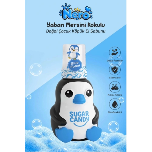 Sugar Candy Yaban Mersini Kokulu Doğal Vegan Çocuk Köpük El Sabunu NERO 350 ml Paraben İçermeyen Mavi Köpük
