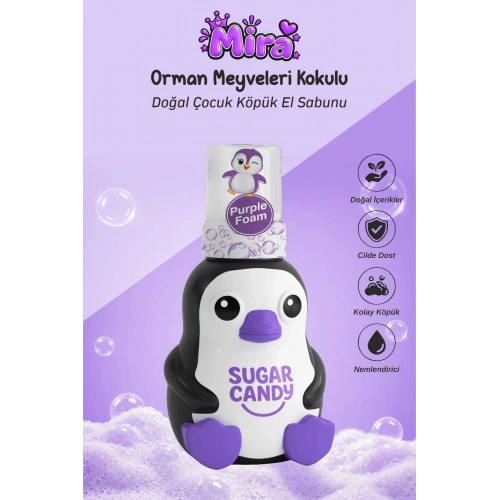 Sugar Candy Orman Meyveleri Kokulu Doğal Vegan Çocuk Köpük El Sabunu MIRA 350 ml Paraben İçermeyen Mor Köpük