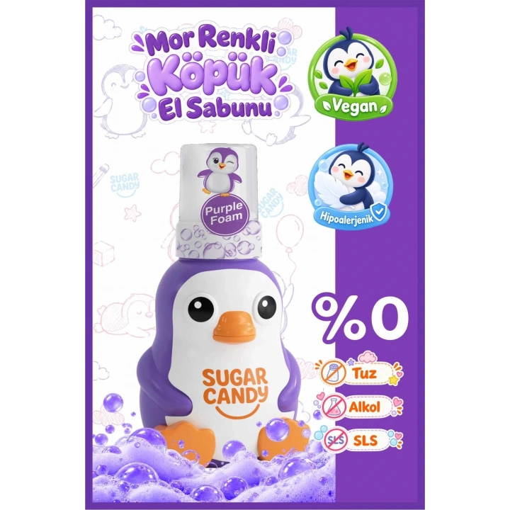 Sugar Candy Orman Meyveleri Kokulu Doğal Vegan Çocuk Köpük El Sabunu MIMI 350 ml Paraben İçermeyen Mor Köpük