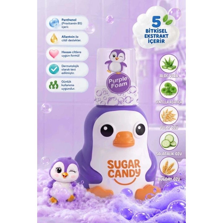 Sugar Candy Orman Meyveleri Kokulu Doğal Vegan Çocuk Köpük El Sabunu MIMI 350 ml Paraben İçermeyen Mor Köpük