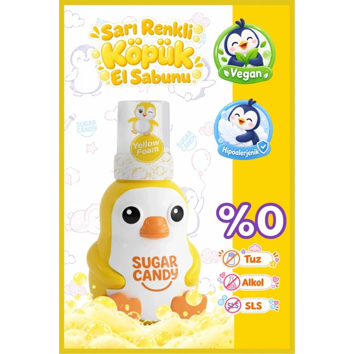 Sugar Candy Muz Kokulu Doğal Vegan Çocuk Köpük El Sabunu PINGO 350 ml Paraben İçermeyen Sarı Köpük