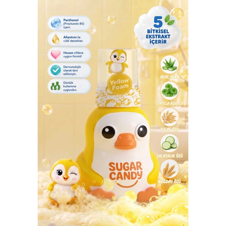 Sugar Candy Muz Kokulu Doğal Vegan Çocuk Köpük El Sabunu PINGO 350 ml Paraben İçermeyen Sarı Köpük