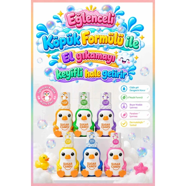 Sugar Candy Muz Kokulu Doğal Vegan Çocuk Köpük El Sabunu PINGO 350 ml Paraben İçermeyen Sarı Köpük