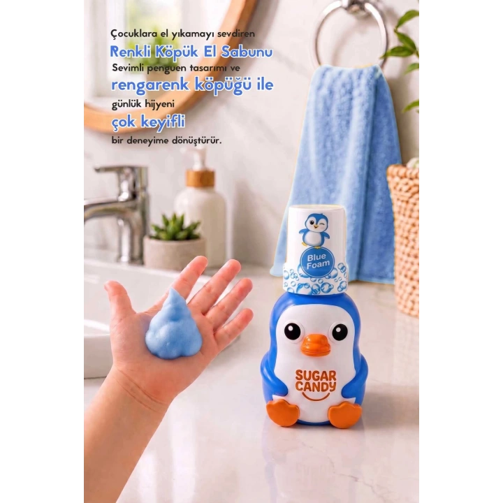 Sugar Candy Yaban Mersini Kokulu Doğal Vegan Çocuk Köpük El Sabunu BUBBLOO 350 ml Paraben İçermeyen Mavi Köpük