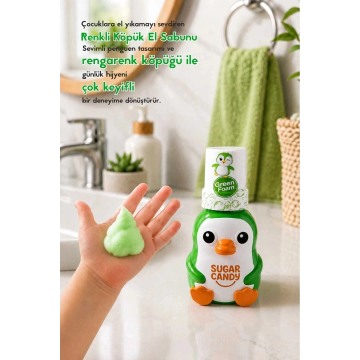 Sugar Candy Zeytin Çiçeği Kokulu Doğal Vegan Çocuk Köpük El Sabunu NIBI 350 ml Paraben İçermeyen Yeşil Köpük